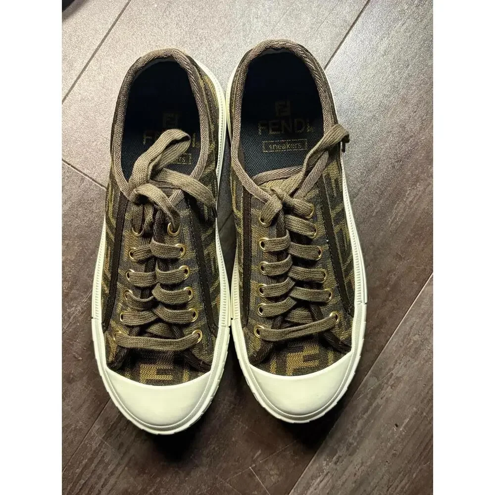 Fendi Domino Style Brown FF Monogram Canvas Sneakers Size 39 - Picture 4 of 5